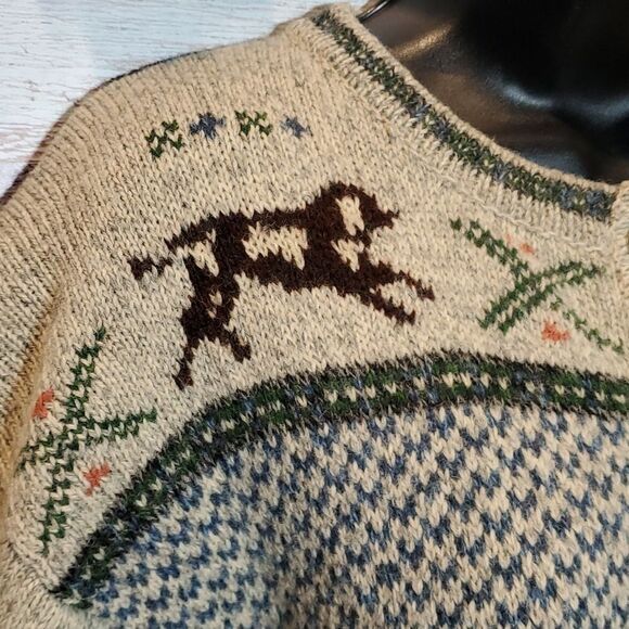 Woolrich Vintage Wool Cardigan Fox Dog Winter Fun, Sz M - Picture 7 of 8